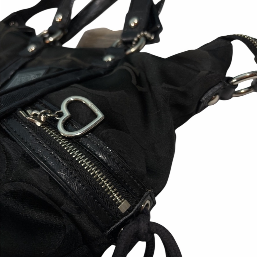 Coach Poppy Black Signature Logo Design Shoulder/Hand Bag - Picture 5 of 5